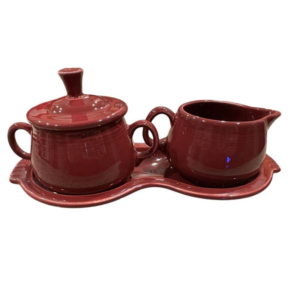Retired New Other Modern HLC Fiesta Ware Cinnabar Sugar Bowl Lid Creamer‎ Tray